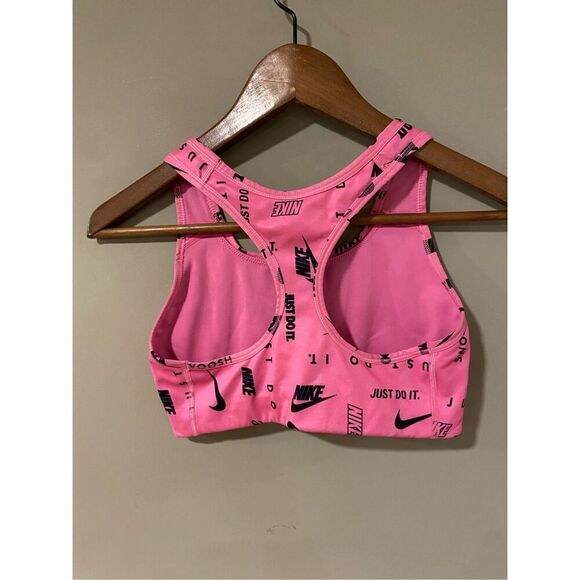Nike Womens Swoosh Dri-Fit Logo Print Racerback Sports Bra Pink Barbie Size S - Picture 6 of 6